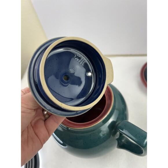 Denby Langley HARLEQUIN England Tea Set - Green/Blue/Red 10 Pcs Served 4 - Picture 4 of 12